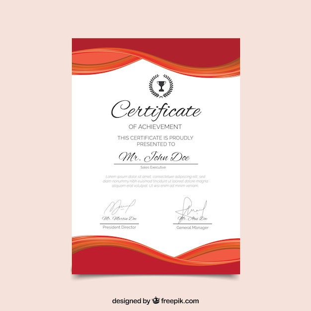 Certificate template with flat and colorful shapes