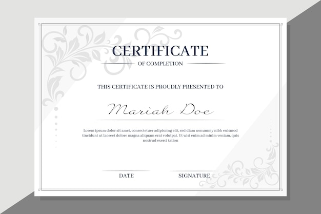 Certificate template with floral elements