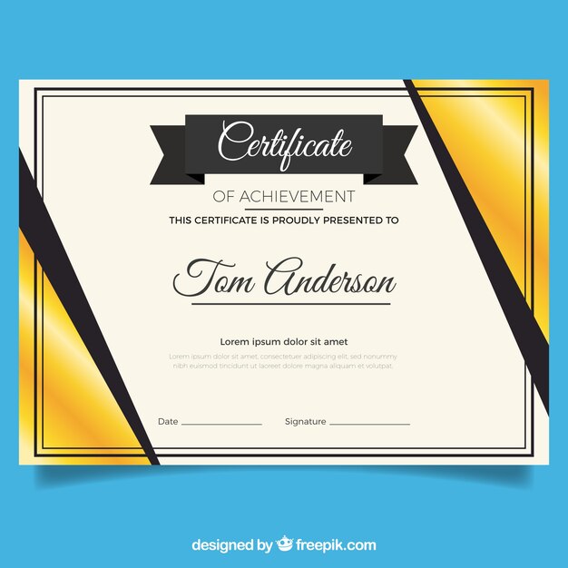 Certificate template with golden color