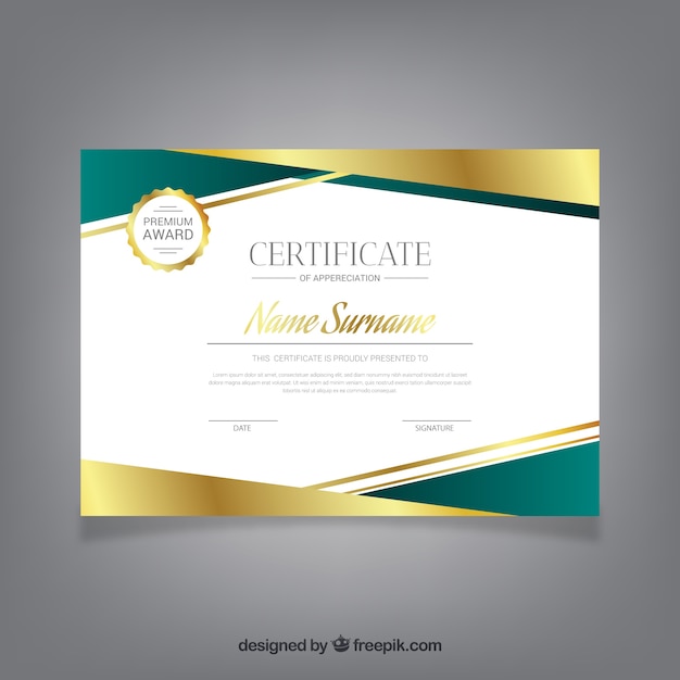 Certificate template with golden color