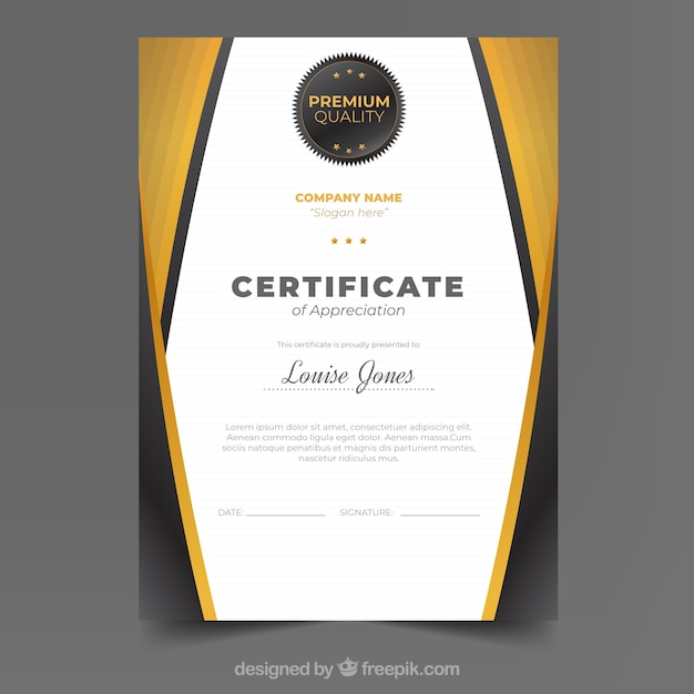 Certificate template with golden color