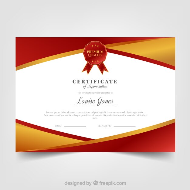 Certificate template with golden color