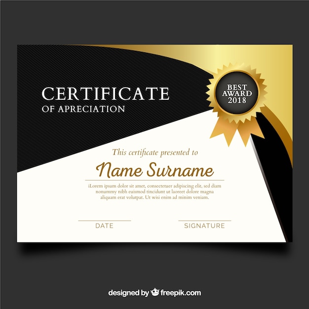 Certificate template with golden color