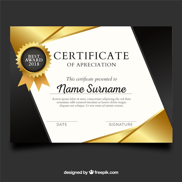 Certificate template with golden color