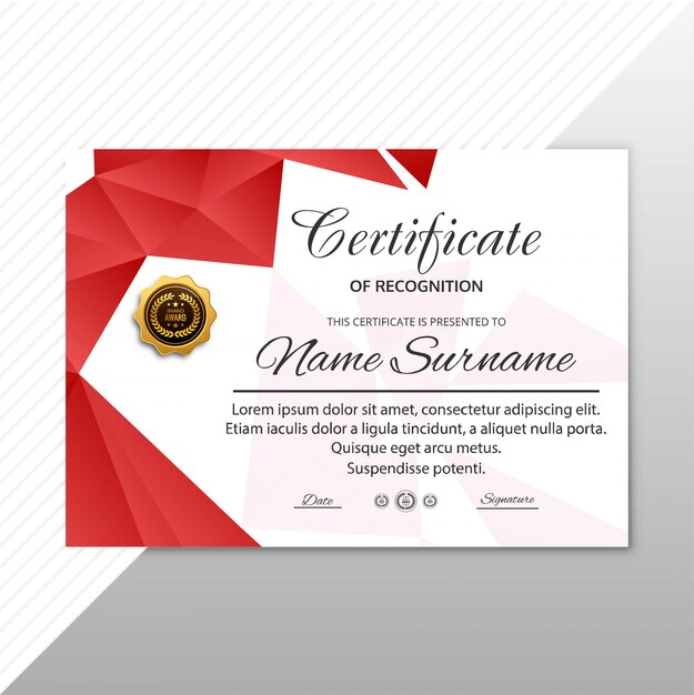 Certificate template with modern style design