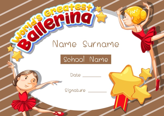 Certificate template for World's Greatest Ballerina