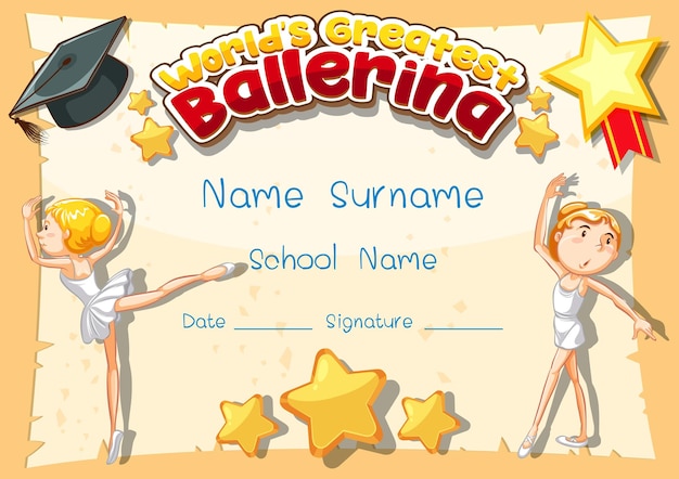 Certificate template for World's Greatest Ballerina