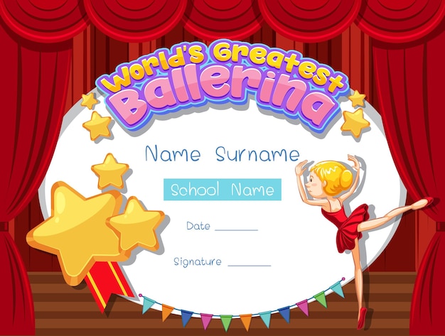 Certificate template for World's Greatest Ballerina