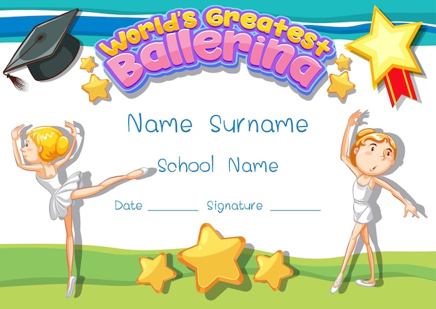 Certificate template for World's Greatest Ballerina