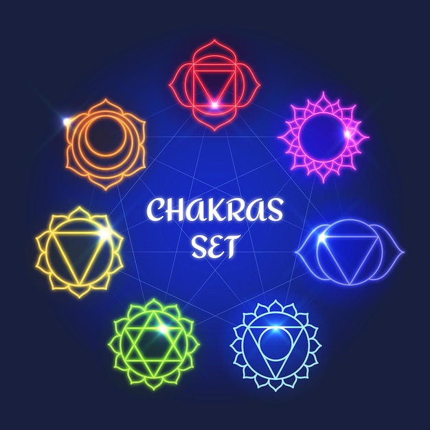 Free Vector chakras colorful set