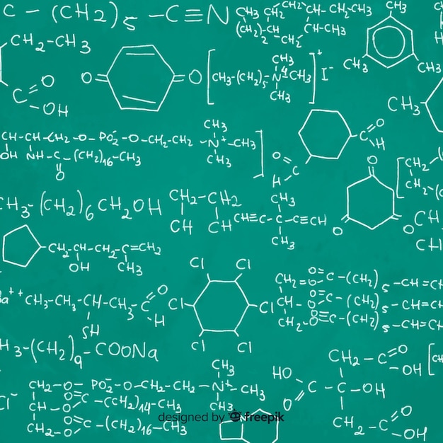 Chalkboard background with chemistry information