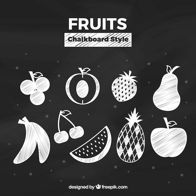 Free Vector chalkboard food collection of nine