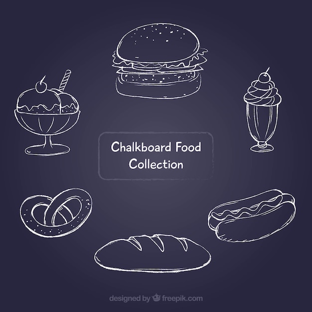 Free Vector chalkboard food collection