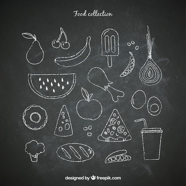 Free vector chalkboard food set