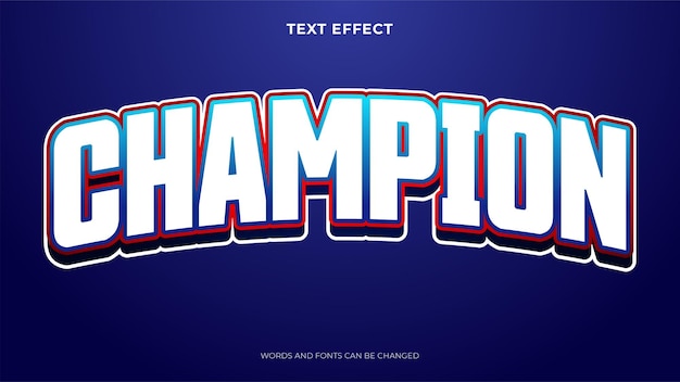 Champion text in esport style, editable text effec