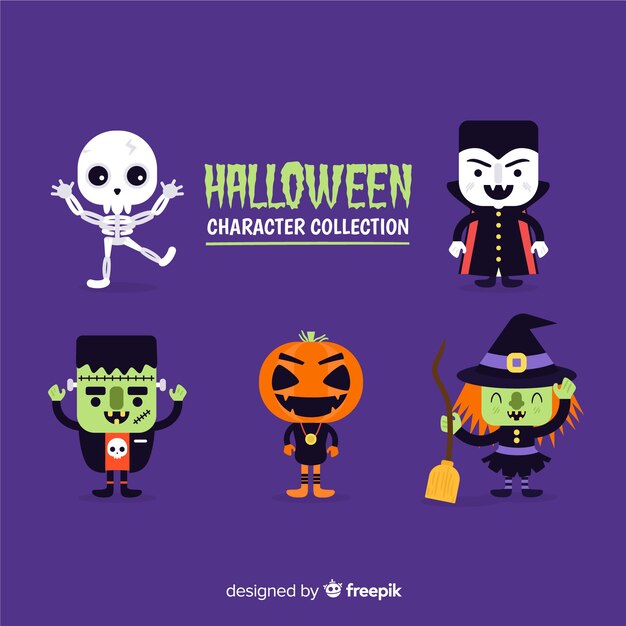 Character costumes flat halloween character collection