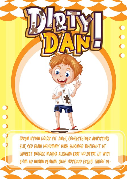 Character game card template with word Dirty Dan