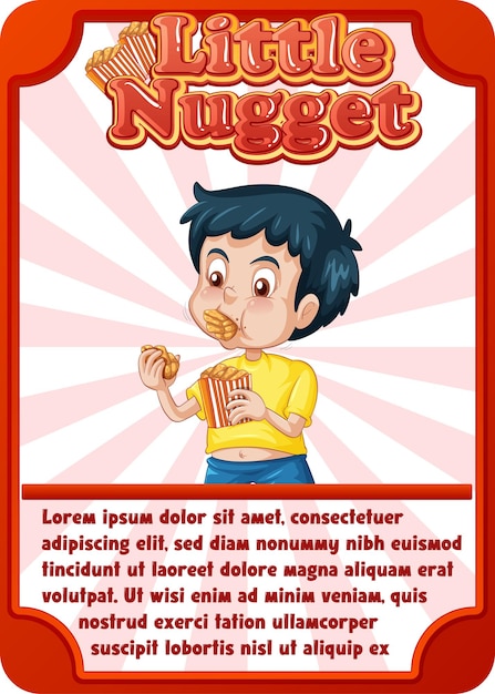 Character game card template with word Little Nugget