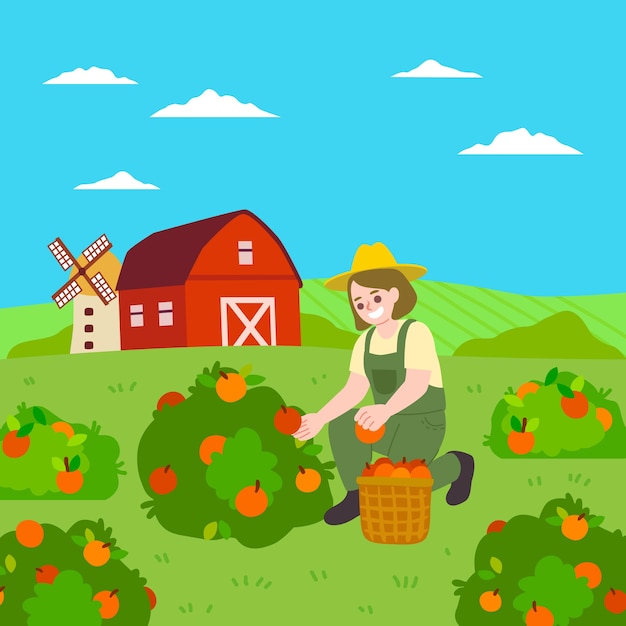 Character illustrating organic farming concept