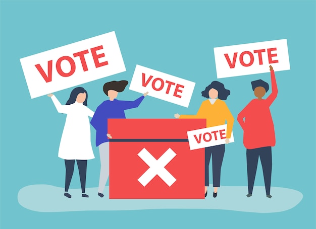 Free Vector character illustration of people with vote icons