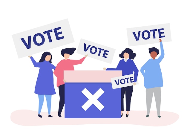 Free Vector character illustration of people with vote icons