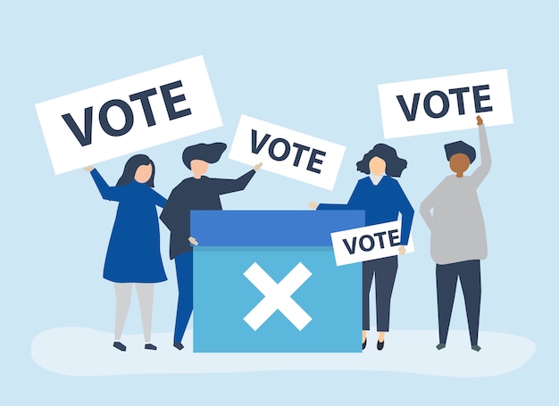 Free Vector character illustration of people with vote icons