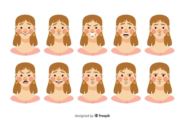 Free Vector character showing emotions collection