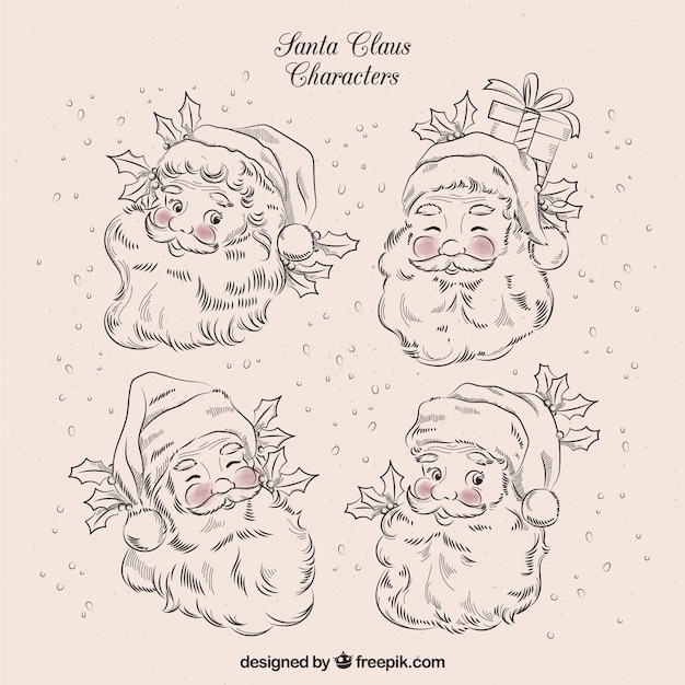 Free vector characters sketches of santa claus