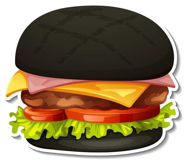 Charcoal hamburger sticker on white background