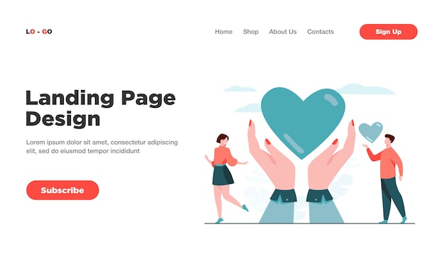 Free Vector charity and donation concept landing page