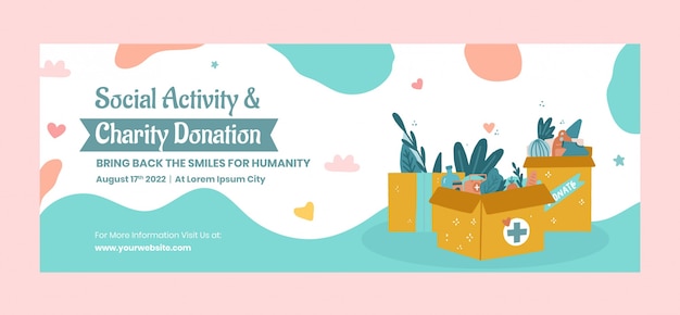 Charity event hand drawn flat facebook cover