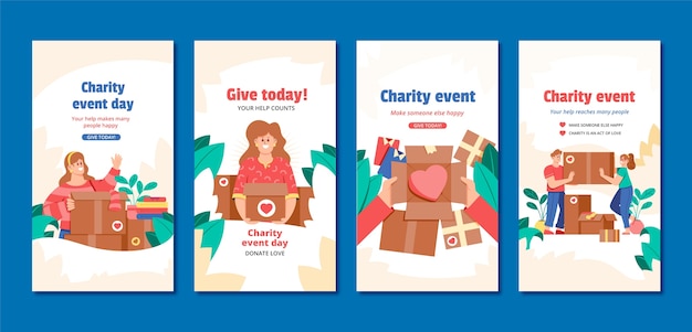 Free Vector charity event hand drawn flat ig stories