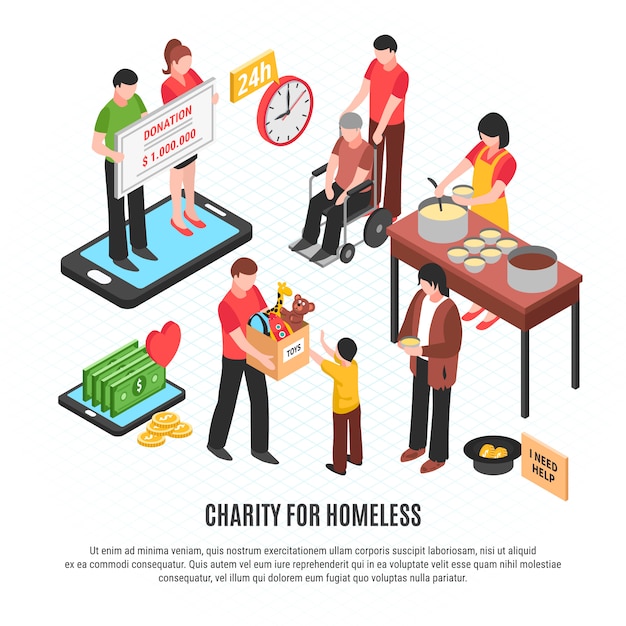 Free Vector charity for homeless template