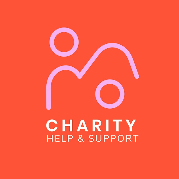 Free Vector charity logo template, non-profit branding design vector, help &amp; support text