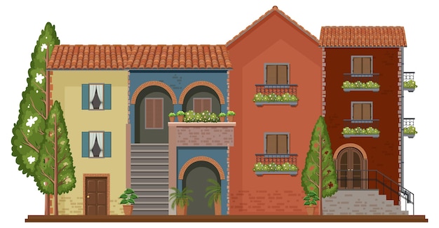 Free Vector charming mediterranean building facade