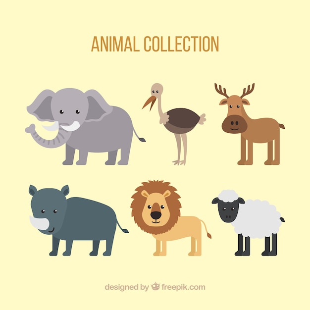 Free Vector charming set of cute animal