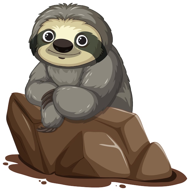 Free Vector charming sloth on a cozy rock