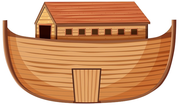 Free Vector charming wooden house boat cartoon illustration