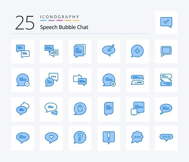 Chat 25 Blue Color icon pack including less chat add message chat