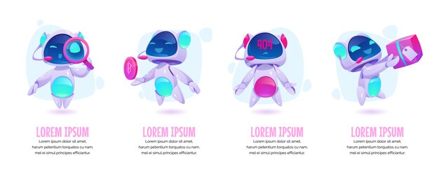 Free Vector chat bot banner template set. future marketing innovation