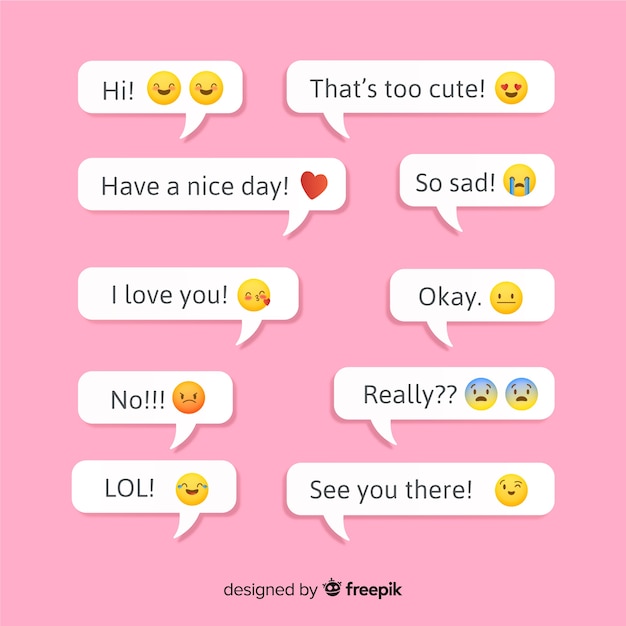 Free Vector chat box with emoji messages