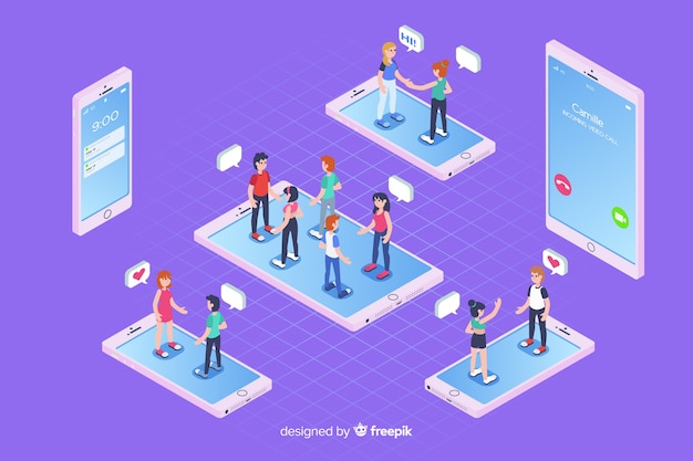 Chat elements in isometric style