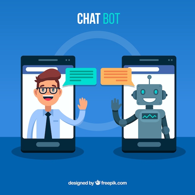 Chatbot concept background with mobile device