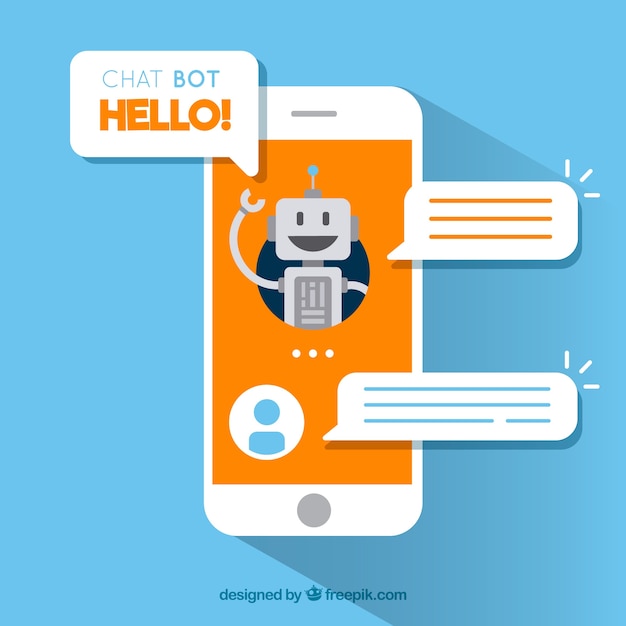 Chatbot concept background with mobile device