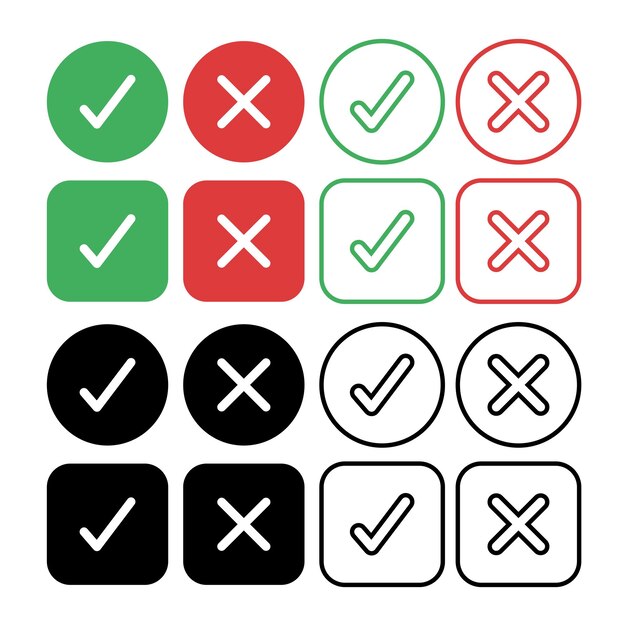 Check And Cross Circles And Boxes