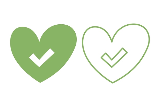 Free Vector check mark green hand drawn hearts