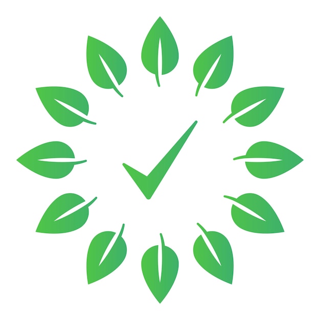 Free vector check mark surrounded by leaves