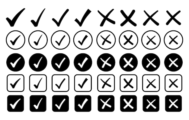 Free Vector check marks and crosses big set