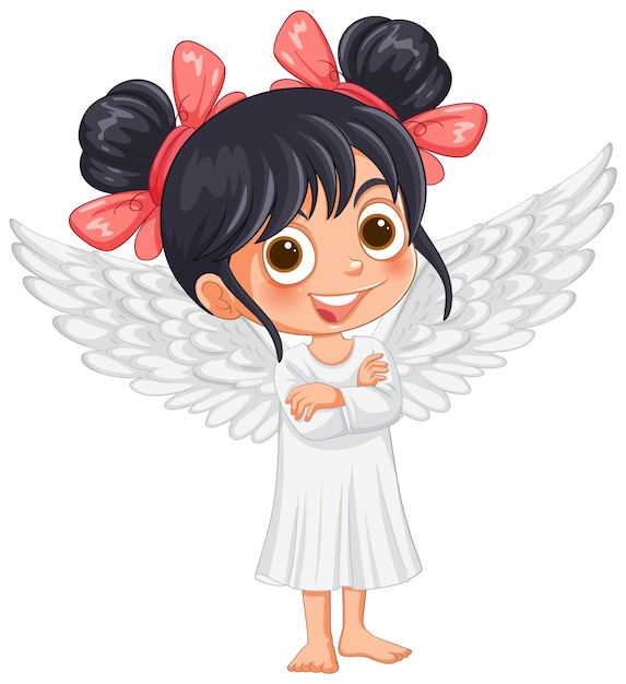 Free Vector cheerful angel girl with wings