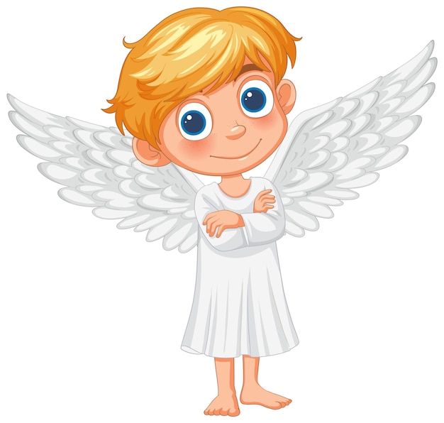 Free Vector cheerful angel kid with bright wings